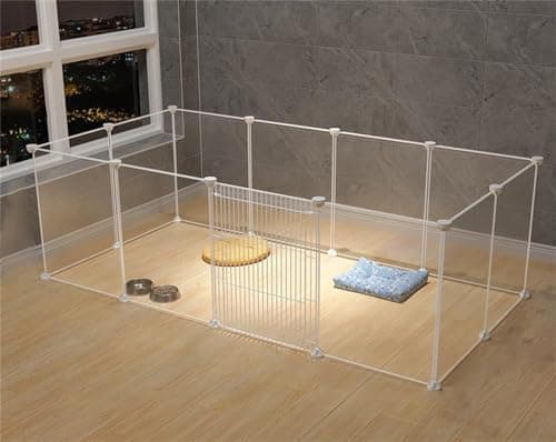 ペットフェンス ペットサークル 犬 サークルケージ DIY 12枚 接続式 工具不要 折りたたみ 犬用 広げる レイアウト自由 105×45cm (高さ45cm 12枚)ドア付き 置くだけ 柵 自立 ケージ 小型犬 ジョイント式 パネル 仕切り 脱走防止