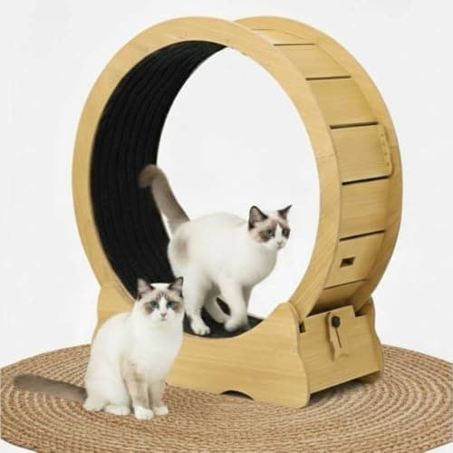 キャットホイール 猫 ルームランナー【S/M/L】回し車 猫用回し車 ランニングマシーン 猫の車輪 大型 木製 組み立て式 自走式 ランニングホイール エクササイズホイール (90cm、Mサイズ)