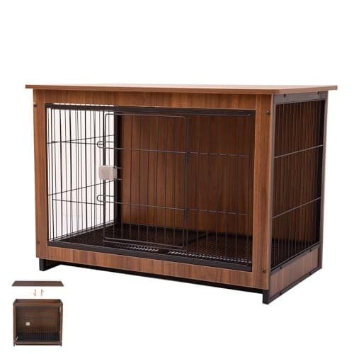 犬ゲージ 犬 サークル ウッディサークル 犬 ケージ 屋根付き 木製 ペットケージ 小型犬用 ペットサークル 犬 ゲージ サークル 室内 幅98×奥行64.5×高72さcm 中小型犬用 引き出し式トレー 1台3役 お掃除が楽々(L)