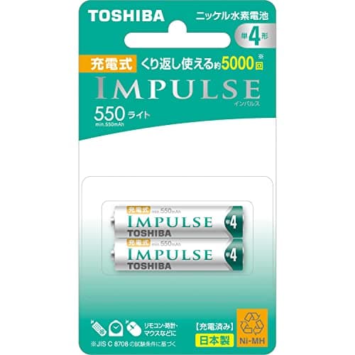 ニッケル水素電池 充電式IMPULSE ライトタイプ 単4形充電池 TNH-4LE2P