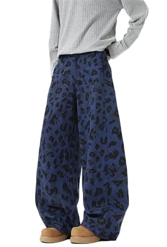 ヒョウ柄 ワイドパンツ メンズ ロングパンツ ストレート ゆったり カジュアル ズボン 長ズボン 通勤 通学 春秋冬 アメカジ風 大きいサイズ ボトムス ストリート系