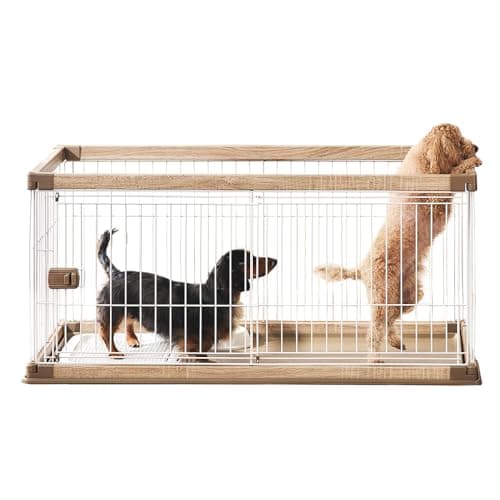 アイリスオーヤマ(IRIS OHYAMA) 犬 サークル ウッディサークル ロータイプ ライトナチュラル 中型犬用 幅120×奥行66.5×高さ55.5cm PWSR-1260LV