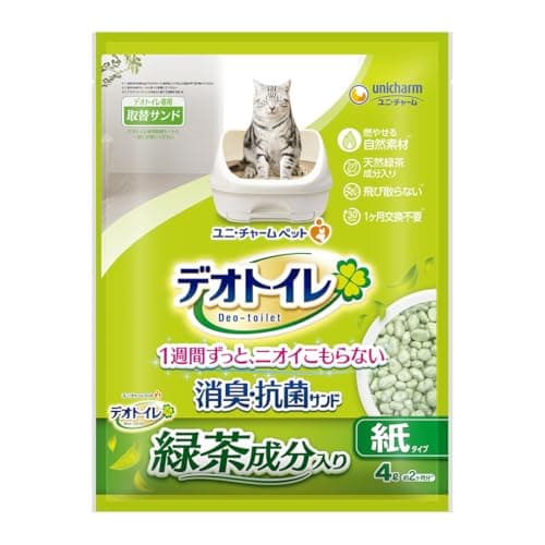 1週間消臭・抗菌 デオトイレ 飛び散らない緑茶成分入り消臭サンド 4L