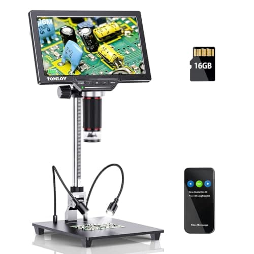 デジタル コイン顕微鏡 TOMLOV AX1300倍率 7インチ HDMI 液晶 ビデオ顕微鏡 DM201 Pro