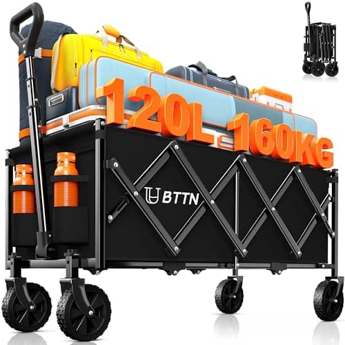 キャリーワゴン 静音設計ロングモデル ベアリング内蔵タイヤ 大容量120L・耐荷重160kg 折りたたみ式 自立収納 軽量 コンパクト キャンプ・買い物・運動会 PZ-3004