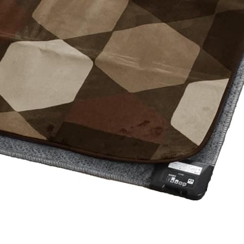 ホットカーペット 1.5畳 カバー付き 抗菌 防臭 防ダニ 2点セット ハニカム柄 フランネルラグ 約130×185cm ブラウン
