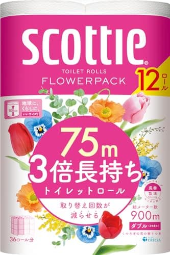 スコッティ フラワーパック 3倍長持ち トイレット75mダブル 12ロール
