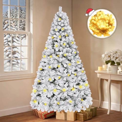 クリスマスツリー 210cm 雪化粧 豪華1100枝数 北欧 高輝度18m-LED電飾付き Christmas tree 高濃密度 yazi 高級クリスマスツリー オーナメントセット 自動展開式 ヌードツリー 北欧風 屋内・屋外用 クリスマスグッズ クリスマス プレゼント 店舗装飾
