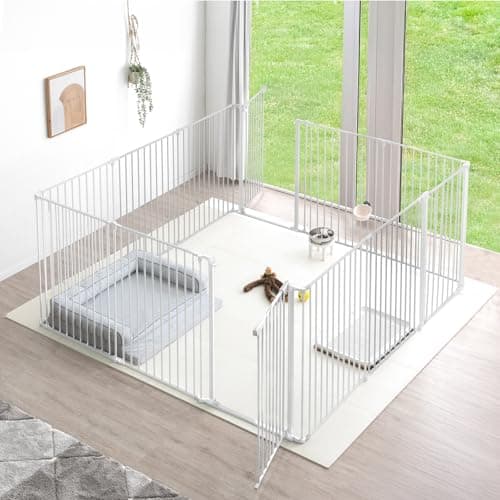 ペットサークル 12枚セット 高さ100cm バリアフリー 2ドア 折り畳み 組み換え可能 ダブルロック 大型犬対応 99900601(109740)