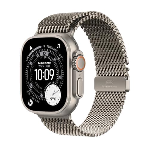 Apple Watch Ultra 3(GPS + Cellularモデル) - 49mmナチュラルチタニウムケースとナチュラルチタニウムミラネーゼループ - S