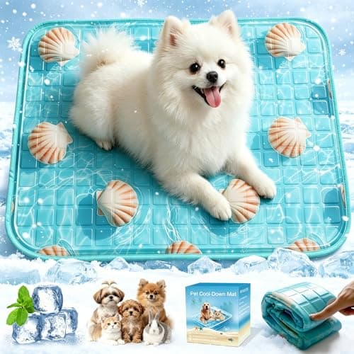 ペットひんやりマット猫 犬 夏用 クールマット 冷却マット 冷感マット 冷感水ジェル 防水防漏 暑さ熱中症対策 抗菌 滑り止め 洗える 折りたたみ ペット人間兼用 多用途 猫 小型犬対応 40x40cm 青い波紋貝殻デザイン