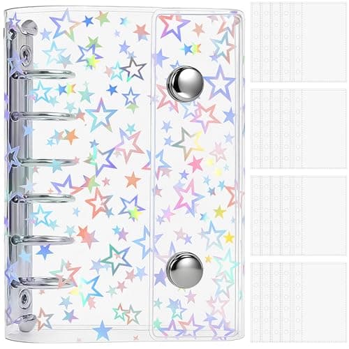 シール帳 ソフトカバーバインダー プラバン 透明 A7 サイズ ミニ 【リフィル×20枚】 クリア カードポケット 手帳 推し活 女の子 コラージュノート 星柄タイプ A7