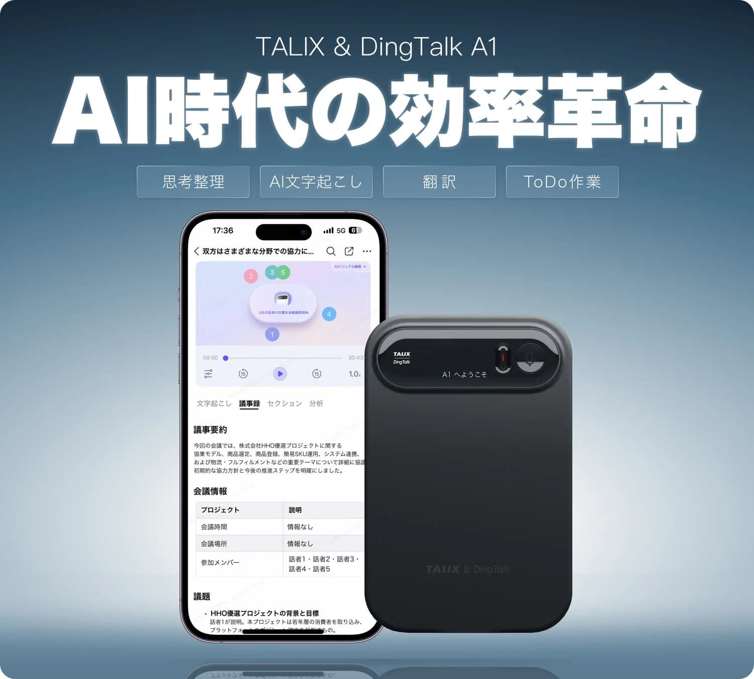 【最大11,000円OFF】AIボイスレコーダー「TALIX & DingTalk A1」日本上陸!あなたの仕事を変える"ポケットサイズのAIアシスタント"