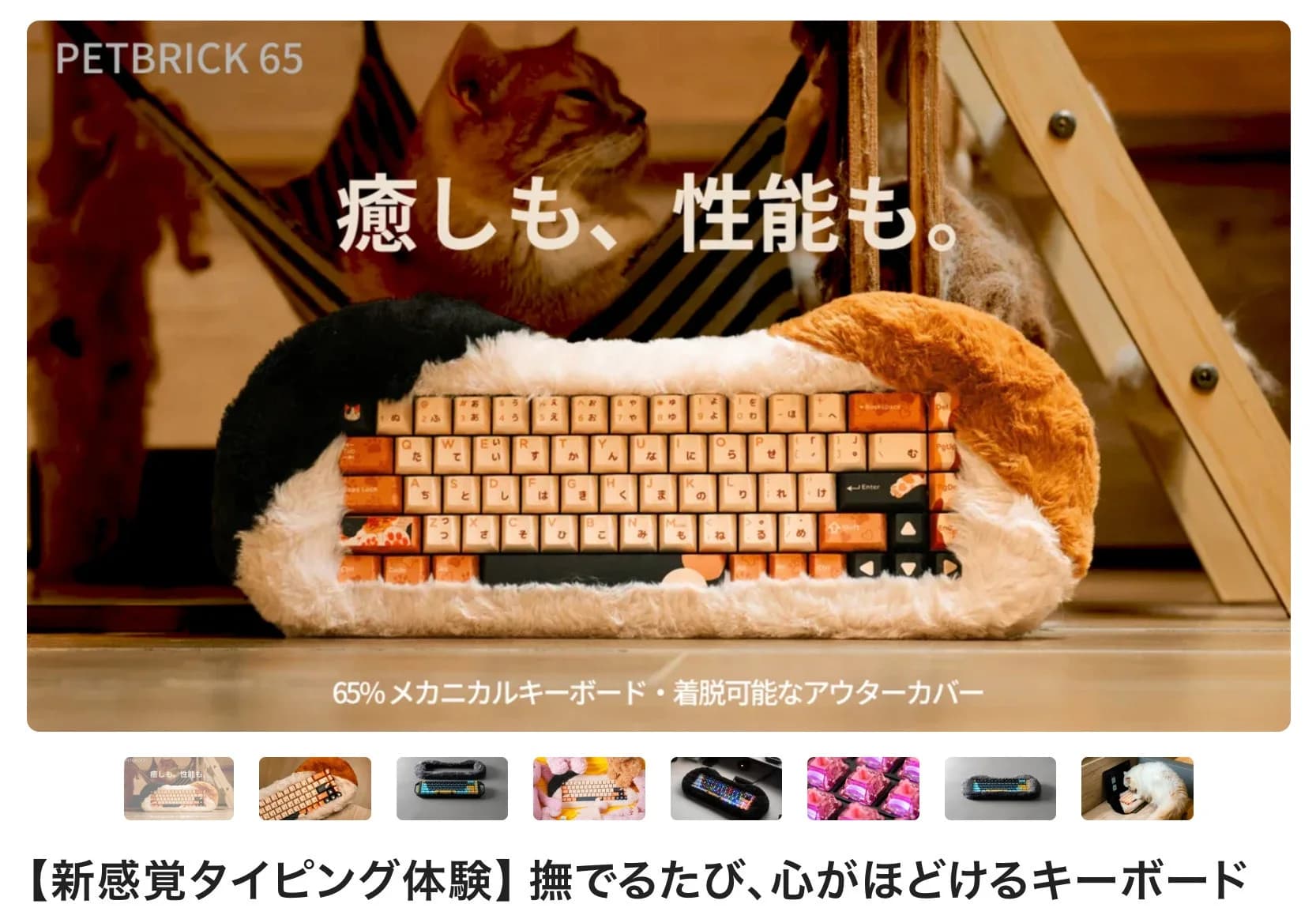 撫でて癒されるメカニカルキーボード「PETBRICK 65」がMakuakeで先行販売開始!
